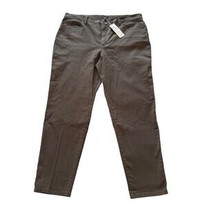 NEW Eileen Fisher High Waisted Organic Cotton Denim Slim Jean Gray Green Size 1X